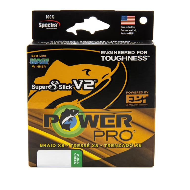 Power pro súper8slick v2 15 lb 300 yds hi vis aqua