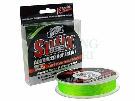Sufix 832 linea trenzada 150 yds 20 lbs Neón Lime