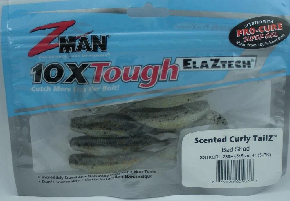 Z Man Scented Curly TailZ, 4'' Redfish Toad 5pk