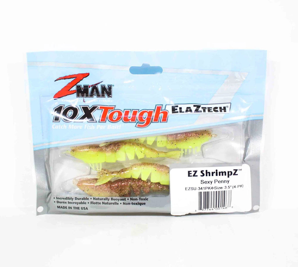Z Man SW EZ ShrimpZ UnRigged, 3.5'' Sexy Penny 4pk